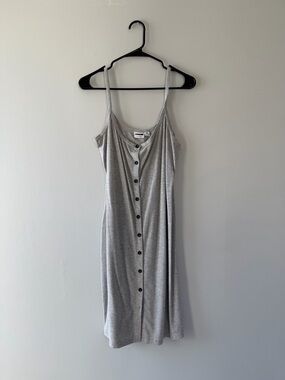 Noisy may Gray Button-Front Ribbed Maxi Dress